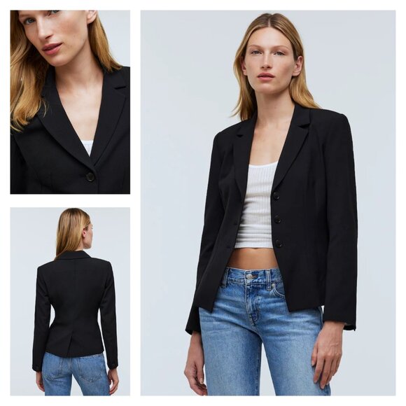 New! MADEWELL 14 Black Shrunken Blazer Jacket Lined - Picture 1 of 6